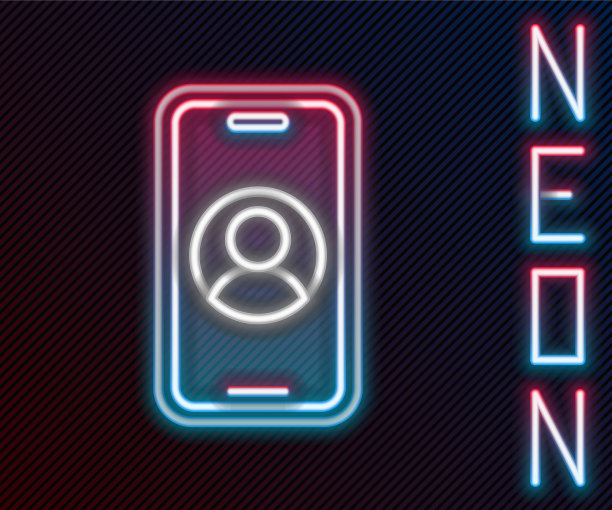 发光霓虹灯线电话24小时支持图标图片下载