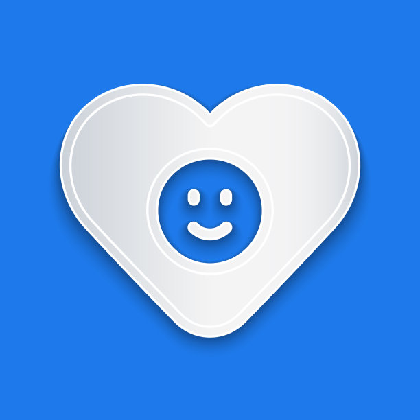 剪纸关系好，图标孤立在蓝色上图片下载