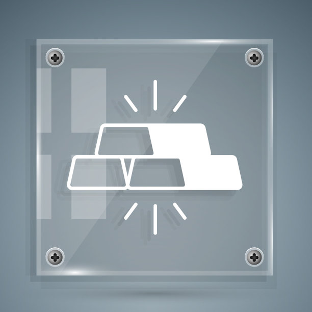 白色的金条图标孤立在灰色的背景图片下载