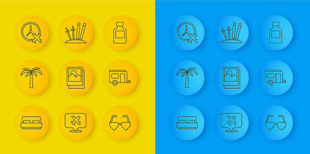 设置线酒店房间床热带棕榈树照片图片下载