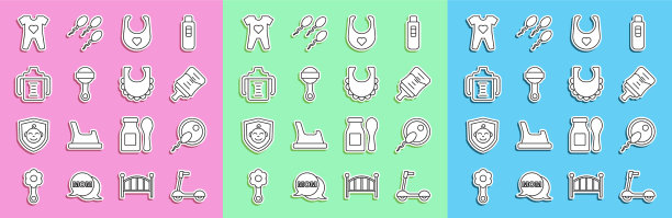 设线滑板车精子婴儿奶瓶围兜图片下载