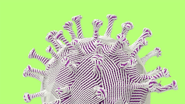 3d渲染艺术表面图案上新型变异病毒covid-19代号MU隔离在绿色背景上。图片下载