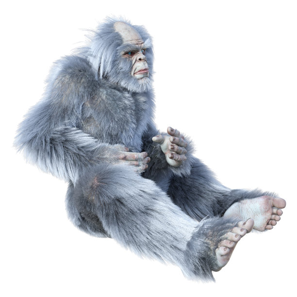 3D插图幻想生物雪人白色图片下载