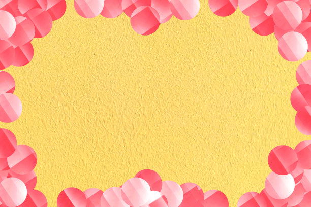 粉色圆圈图案复制粘贴，在黄色背景上的几何圆圈框架图片下载