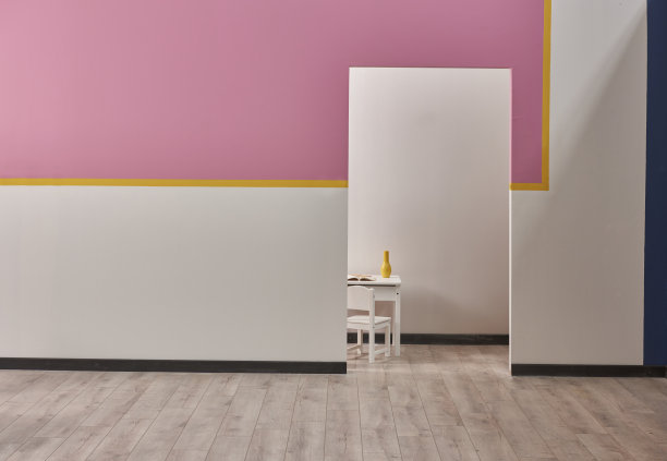 女孩卧室家中室内用粉红色的书架墙图片下载