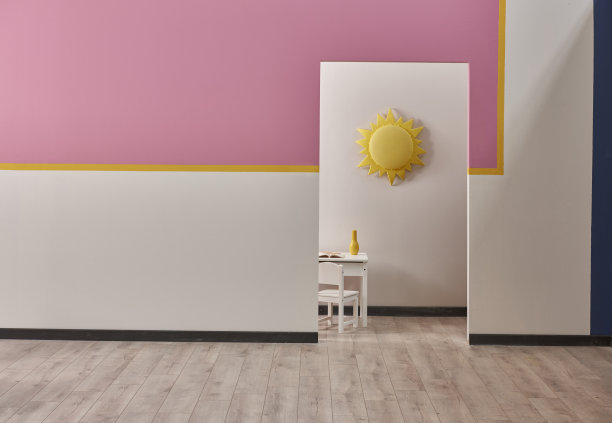 女孩卧室家中室内用粉红色的书架墙图片下载