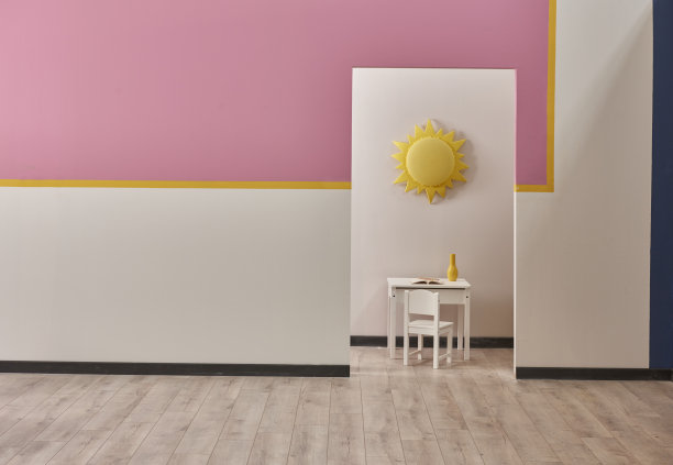 女孩卧室家中室内用粉红色的书架墙图片下载