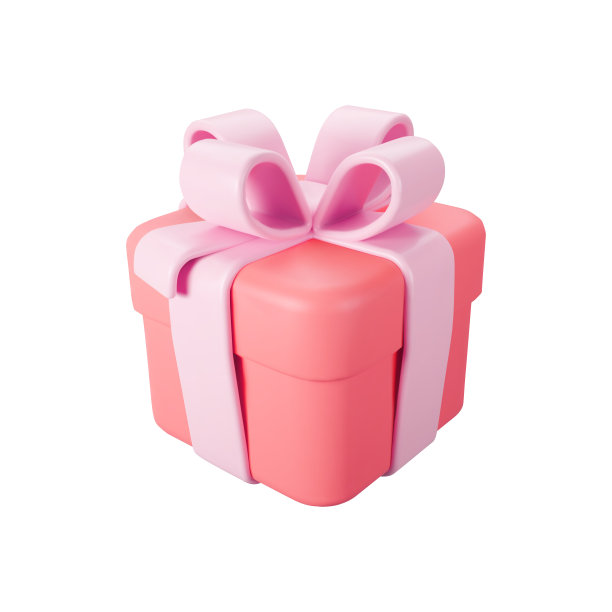 3d红色礼品盒与粉彩丝带蝴蝶结孤立在白色的背景。3d渲染飞行现代假日惊喜盒。现实的矢量图标的礼物，生日或婚礼的横幅图片下载