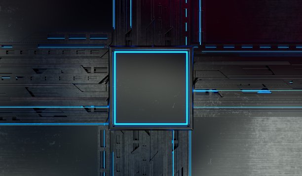 金属零件三维抽象技术背景。三维渲染图片下载