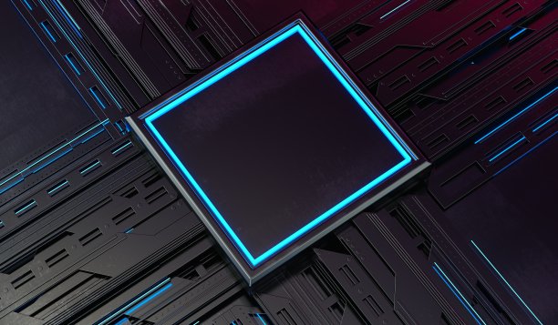 金属零件三维抽象技术背景。三维渲染图片下载