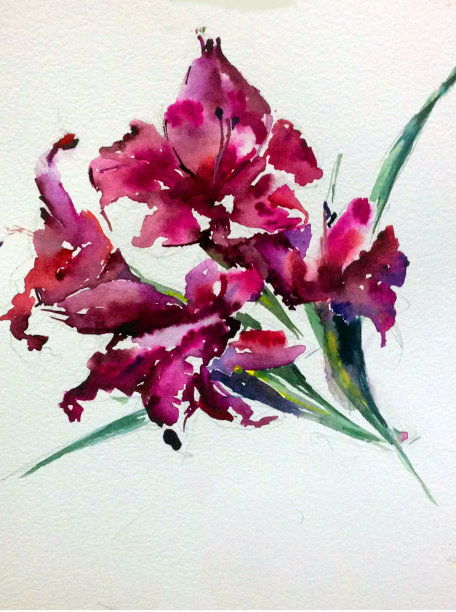 抽象鲜艳的装饰背景。花图案手工制作。美丽温柔浪漫的剑兰花束。图片下载