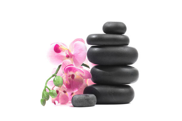 黑色温泉石孤立在白色背景-图像图片下载