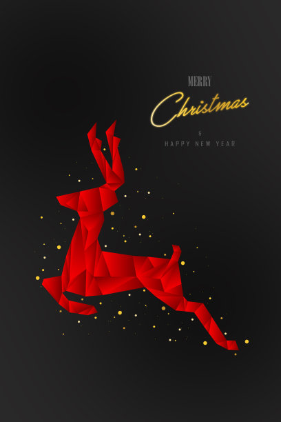 圣诞集红驯鹿低聚抽象图片下载