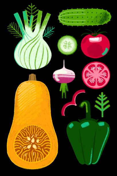 厨房海报蔬菜在黑色的背景。农场的食物。平的根源。甜菜根，朝鲜蓟，韭菜，番茄，辣椒，大蒜，菠菜，香草图片下载