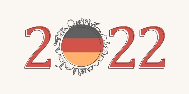 2022年的工业图标在零位数附近。德国的国旗。图片下载