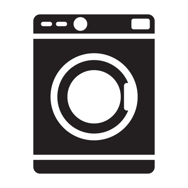 洗衣机和家用电器图标在简单的风格在白色的背景。图片下载