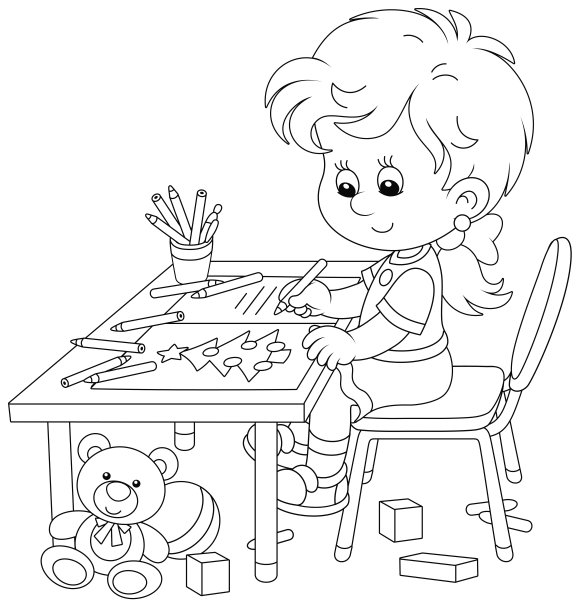 给圣诞老人写信的小女孩图片下载