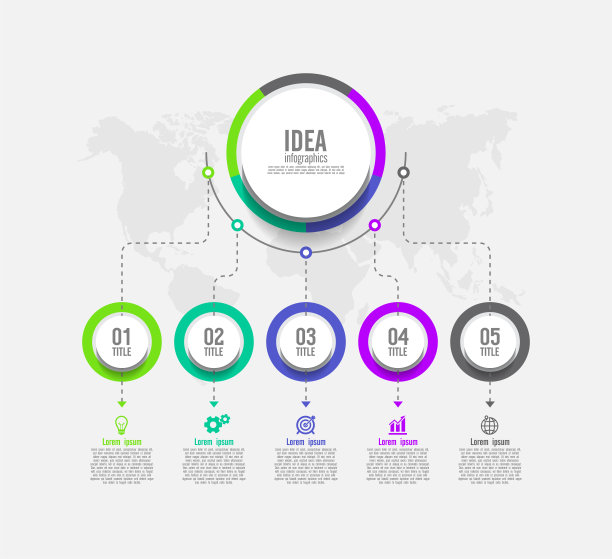 创意信息图模板圈彩用5步图片下载