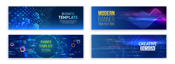 抽象网页设计横幅。网站的现代图形模板。高科技未来的技术背景。商业和互联网项目的网络安全。图片下载