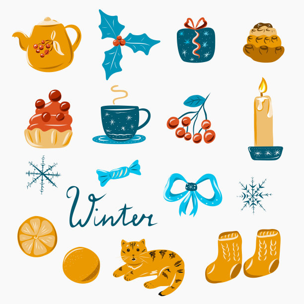 冬季圣诞元素的设计。图片下载