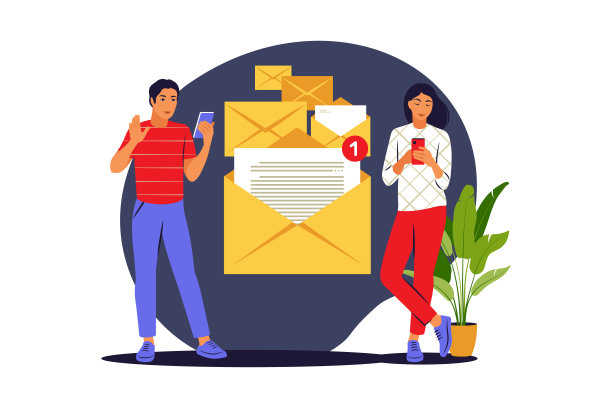 电子邮件和消息传递。新邮件消息。矢量插图。平图片下载