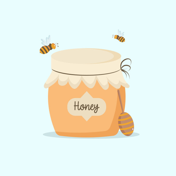 一罐有蜜蜂的蜂蜜图片下载