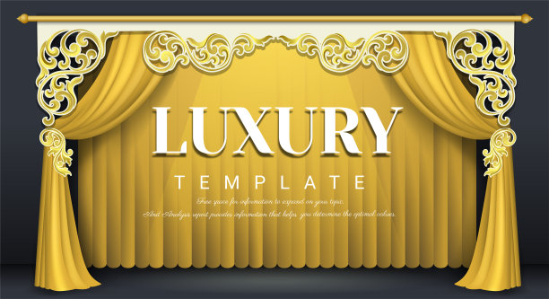 黄色的窗帘优雅的背景，复古的镜框为邀请函。图片下载