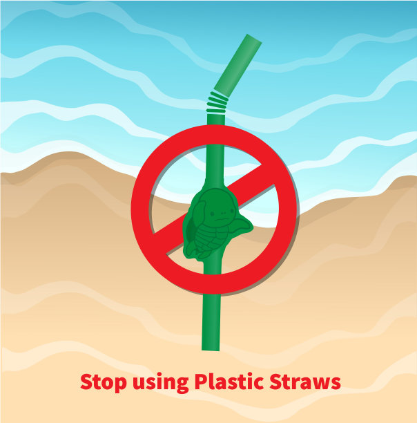 停止使用塑料吸管的抽象信息图图片下载