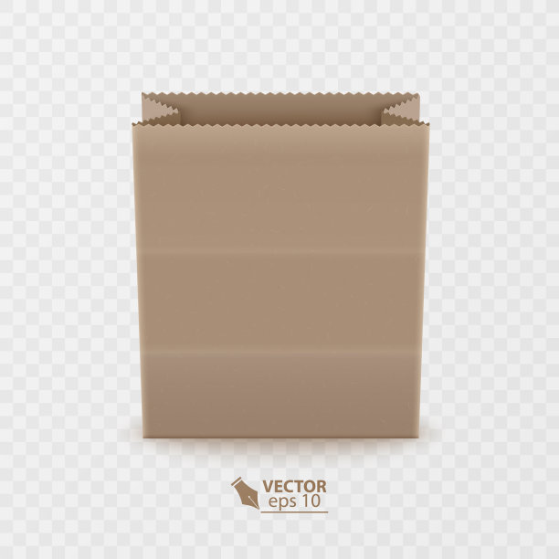 食品店纸袋矢量插图孤立的白色。用于产品或食品的棕色纸袋。矢量格式图片下载