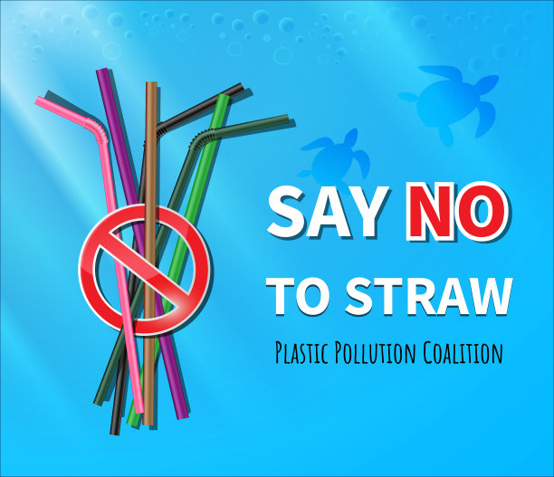 停止使用塑料吸管的抽象信息图图片下载