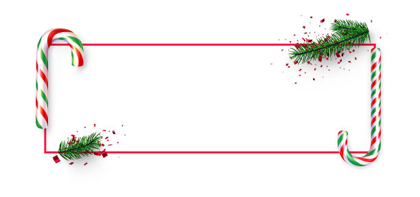 以冷杉树枝为框架的糖果手杖。图片下载