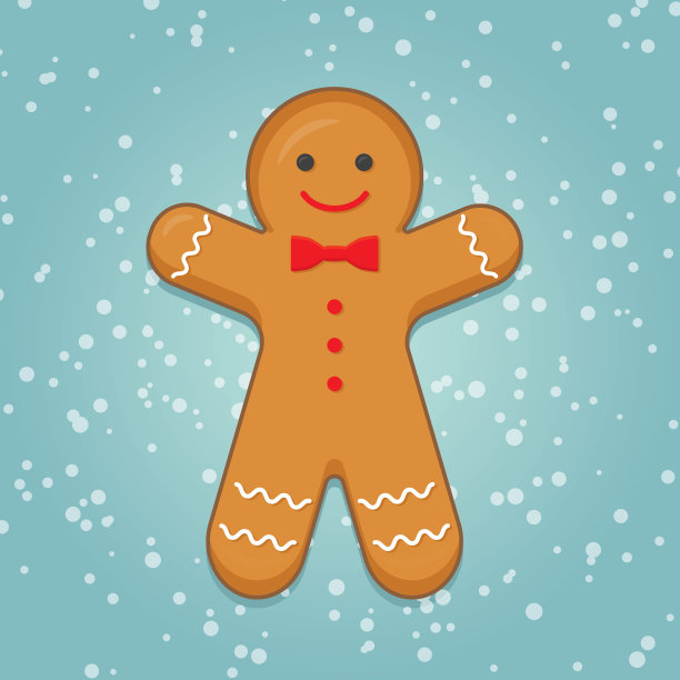 可爱的圣诞姜饼人在雪纹理图片下载