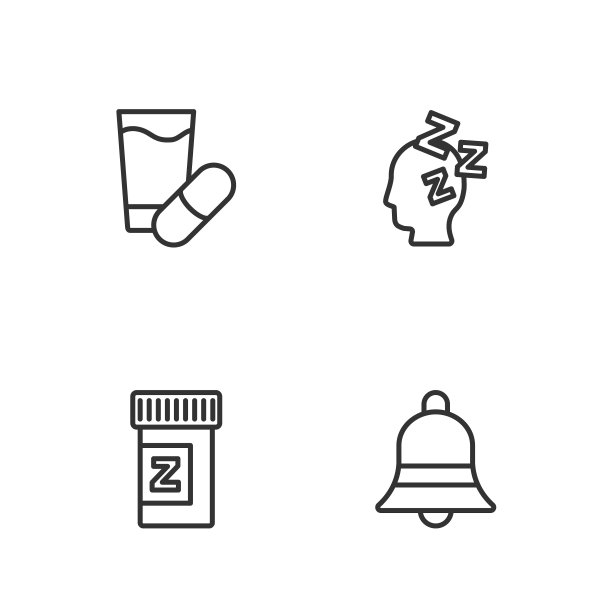 设置线铃声，安眠药，和梦想图标。向量图片下载