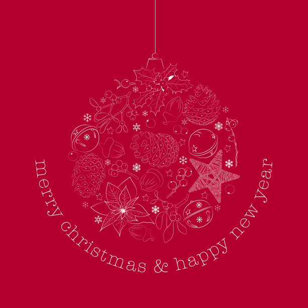 圣诞节和新年。明信片模板。元素装饰。图片下载