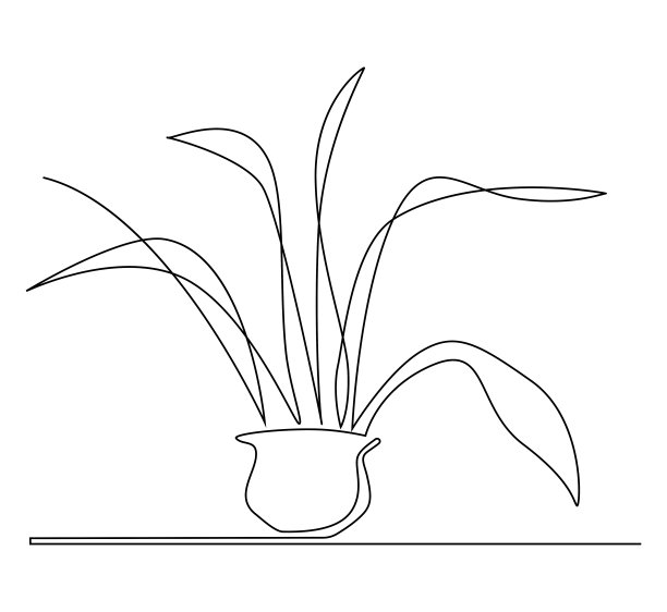 盆花，露兜花。连续的线条画。矢量插图。图片下载
