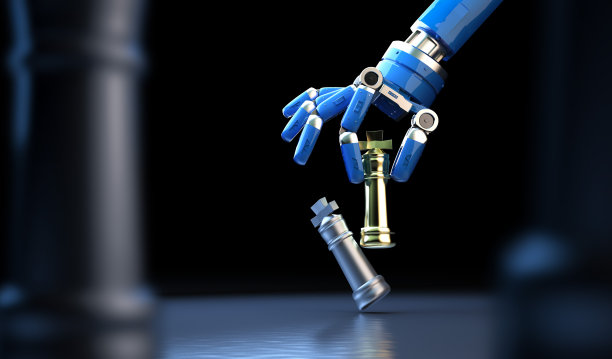 技术为商业战略与机器人和国际象棋王图片下载