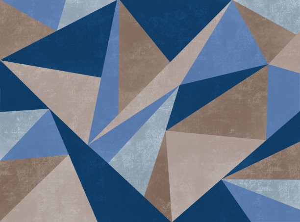 现代时尚的三角形图案。蓝色和米黄色调。图片下载