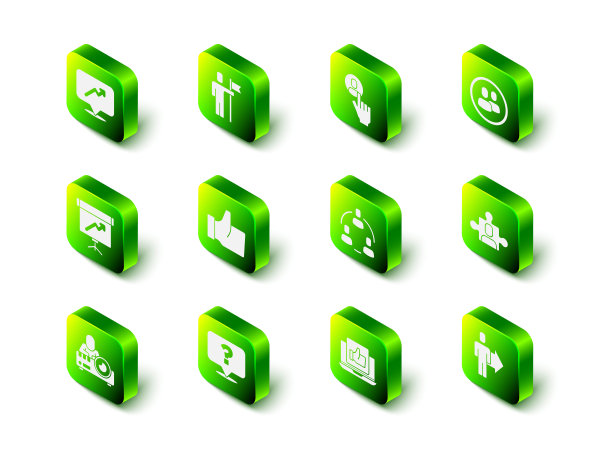 设置组长、猎头、项目团队基地、手形、问号图标。向量图片下载