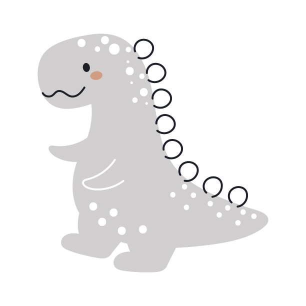 可爱的灰色恐龙在斯堪的纳维亚风格。有趣的卡通恐龙为孩子的卡，婴儿淋浴，t恤，生日邀请，房子内部。波西米亚儿童矢量插图。图片下载