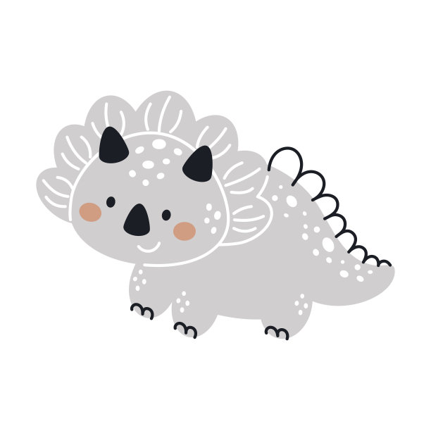 可爱的灰色恐龙在斯堪的纳维亚风格。有趣的卡通恐龙为孩子的卡，婴儿淋浴，t恤，生日邀请，房子内部。波西米亚儿童矢量插图。图片下载