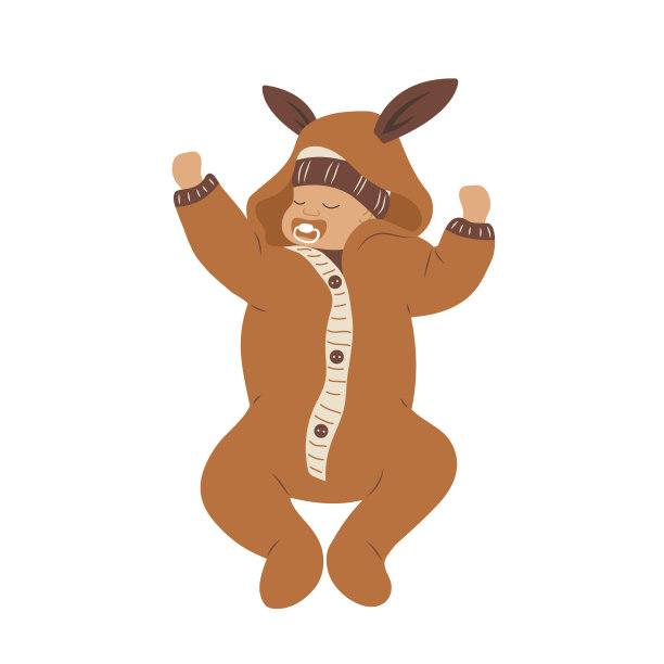 放荡不羁的宝宝睡觉。健康的睡眠概念。可爱的新生儿带着奶嘴在斯堪的纳维亚的臀部。矢量插图在平坦的卡通风格图片下载