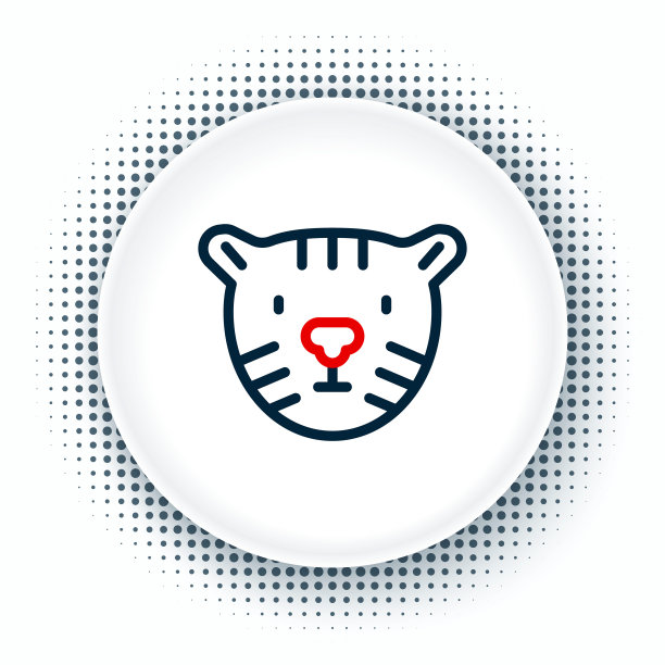 线虎头图标孤立的白色背景。色彩斑斓的轮廓的概念。向量图片下载