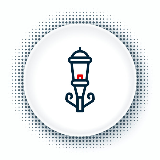 行复古街灯图标孤立在白色背景。色彩斑斓的轮廓的概念。向量图片下载