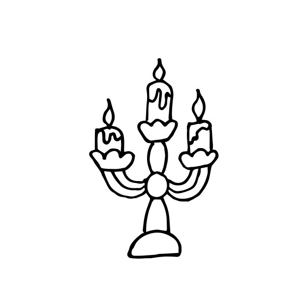 烛台手绘草图。向量图片下载