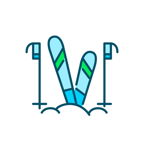 滑雪板和波兰。冬季休闲运动和娱乐。完美的像素，可编辑的描边彩色图标图片下载