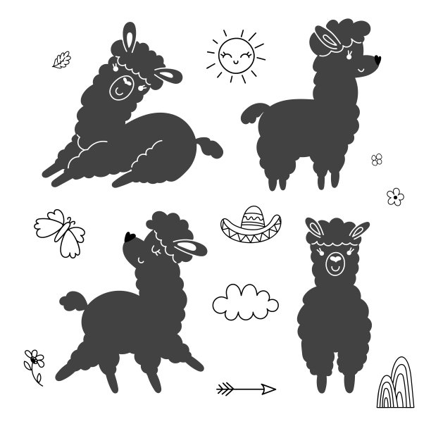 羊驼单色套装图片下载