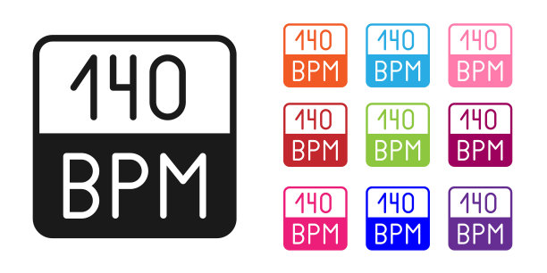 黑色比特率图标孤立在白色背景。音乐的速度。声音质量。设置图标丰富多彩。向量图片下载