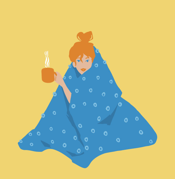 穿格子裙的女孩在喝茶图片下载