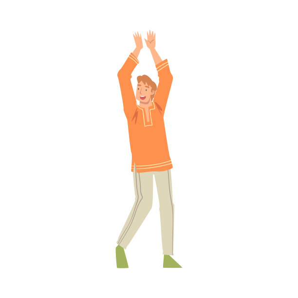 积极的年轻人跳舞移动身体民俗音乐节奏和拍手矢量插图图片下载