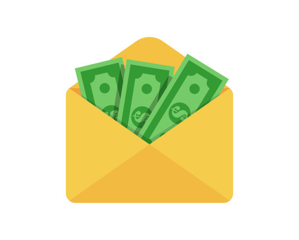 用美元打开信封。转账的概念。平面矢量图标图片下载